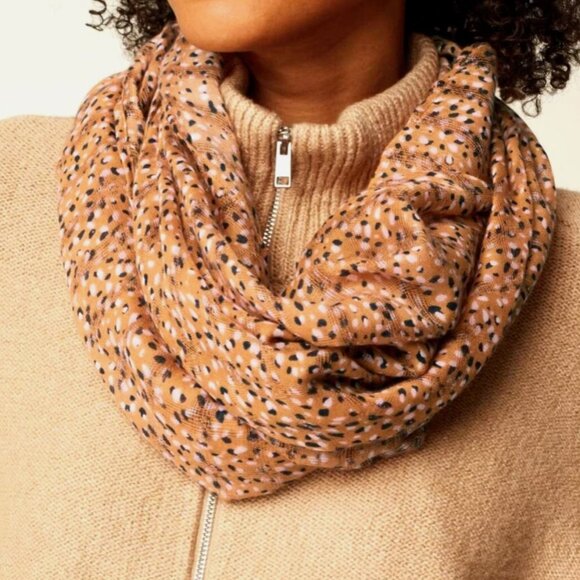 J. Jill Infinity Scarf - Burnish Brass Lively Dots - NWOT - Picture 1 of 10